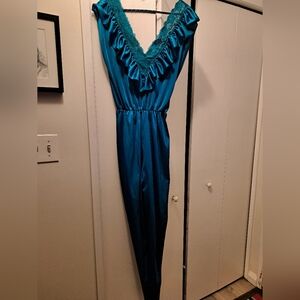 Teal Ruffled Lounging Pant.